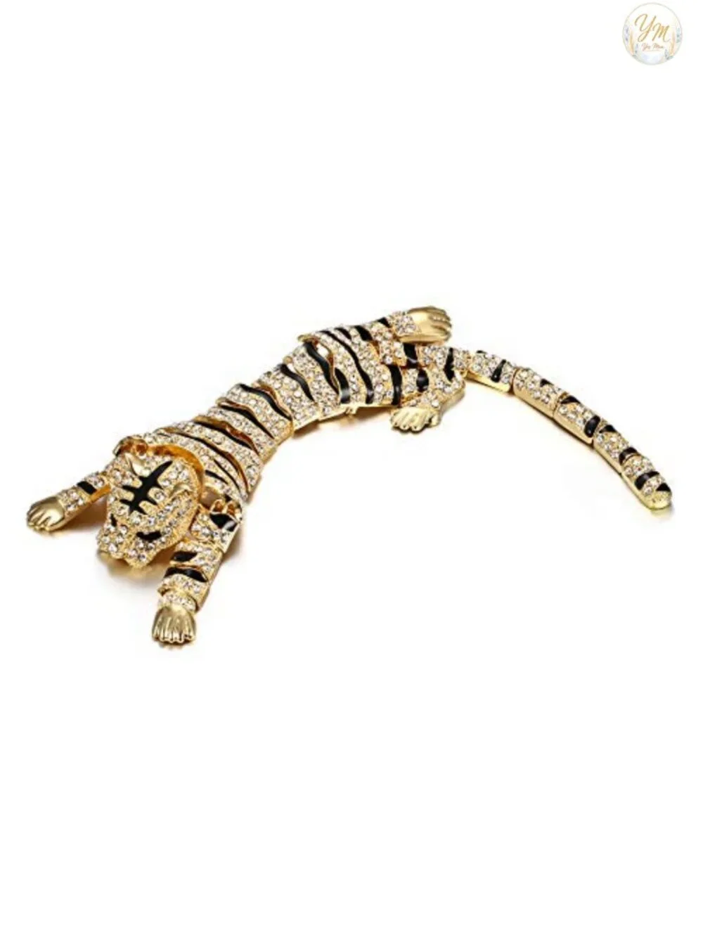 Austrian Crystal Enamel Tiger Brooch Pin - 10 Inch Wildlife Jewelry